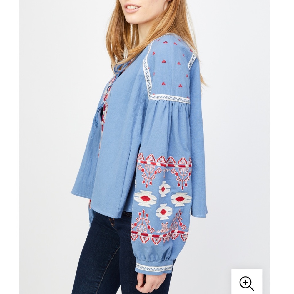 Anthropologie RD + Koko Embroidered Boho Top S